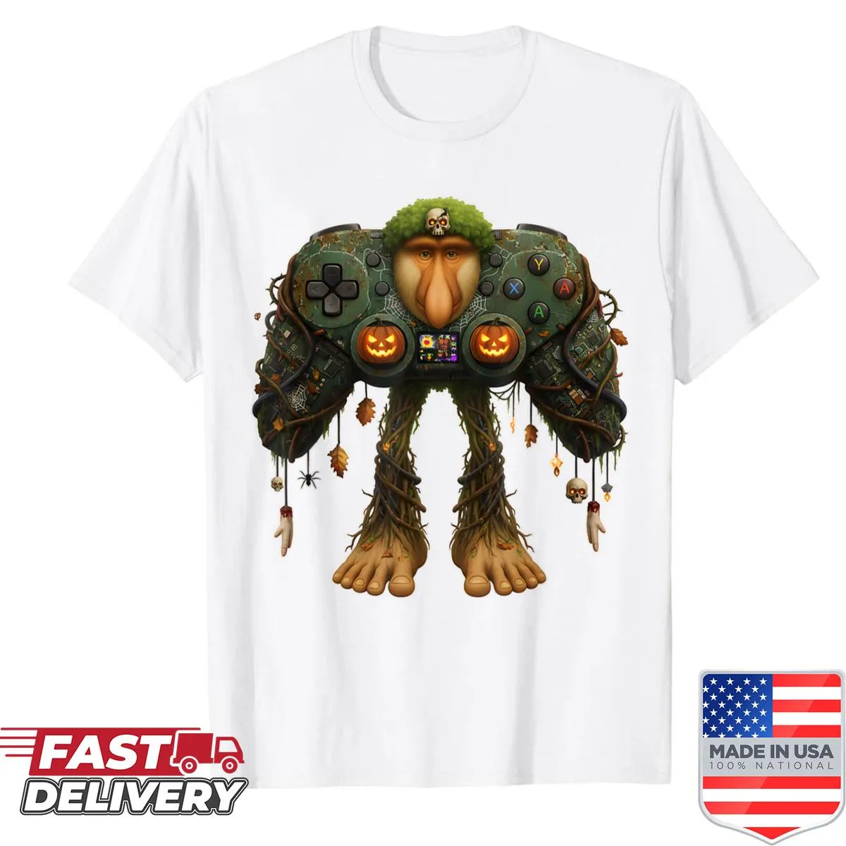 Funny Halloween gaming graphic T-shirt