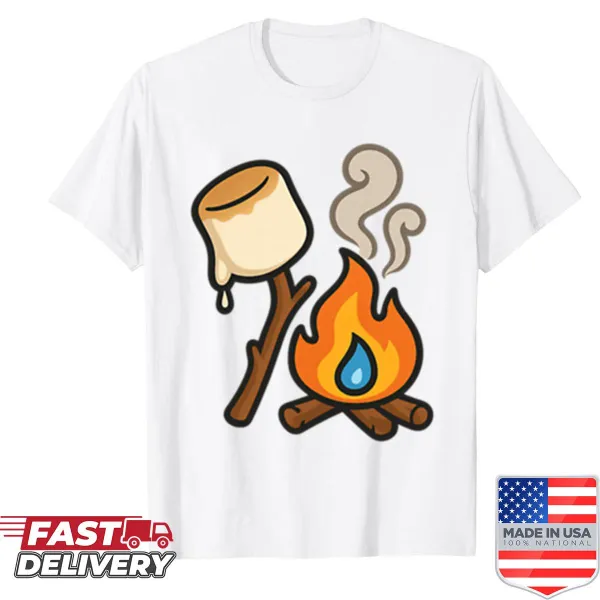 Cute cartoon of a campfire with marshmallows on sticks