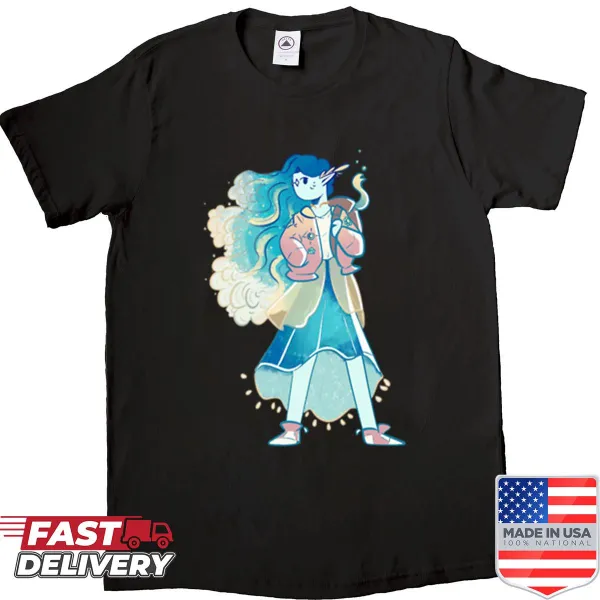Whimsical illustration of a casual fae on a shirt