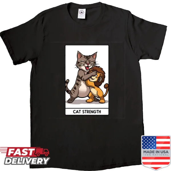 Illustrated cat strength tarot card shirt design