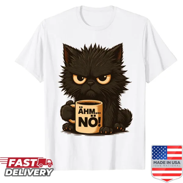 Oversized shirt featuring a funny cat sarcasm design that reads 'Cat Um Nope.'