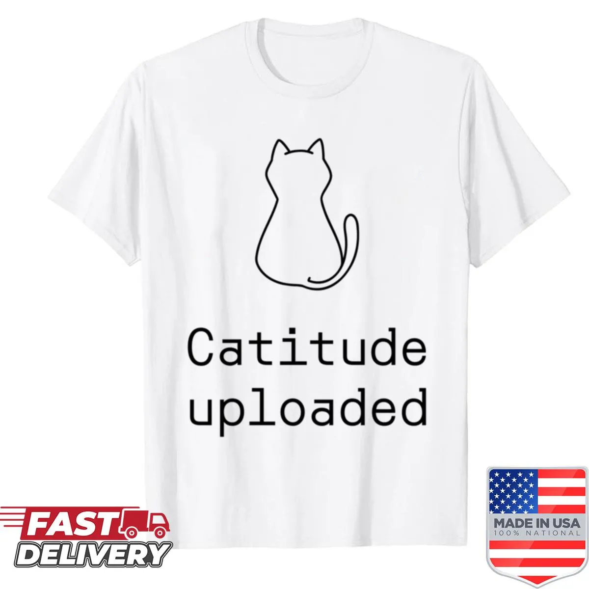 Playful typography design featuring the word 'Catitude' on a t-shirt