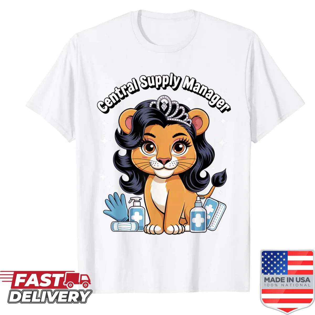 Cute lioness design representing nursing supply management