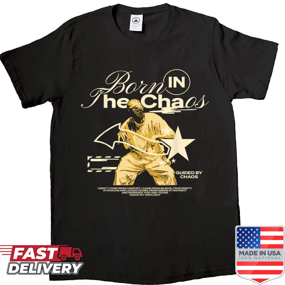 Chaos Urban Streetwear T-shirt with minimalist badge-emblem design