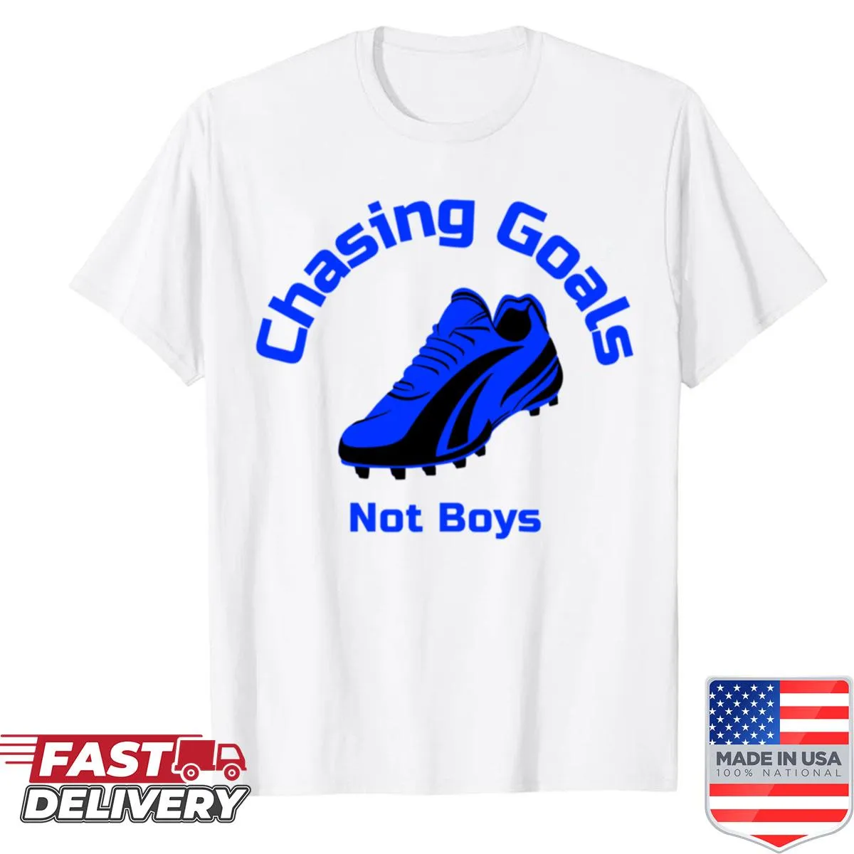 Funny soccer shirt with cleats and empowering text