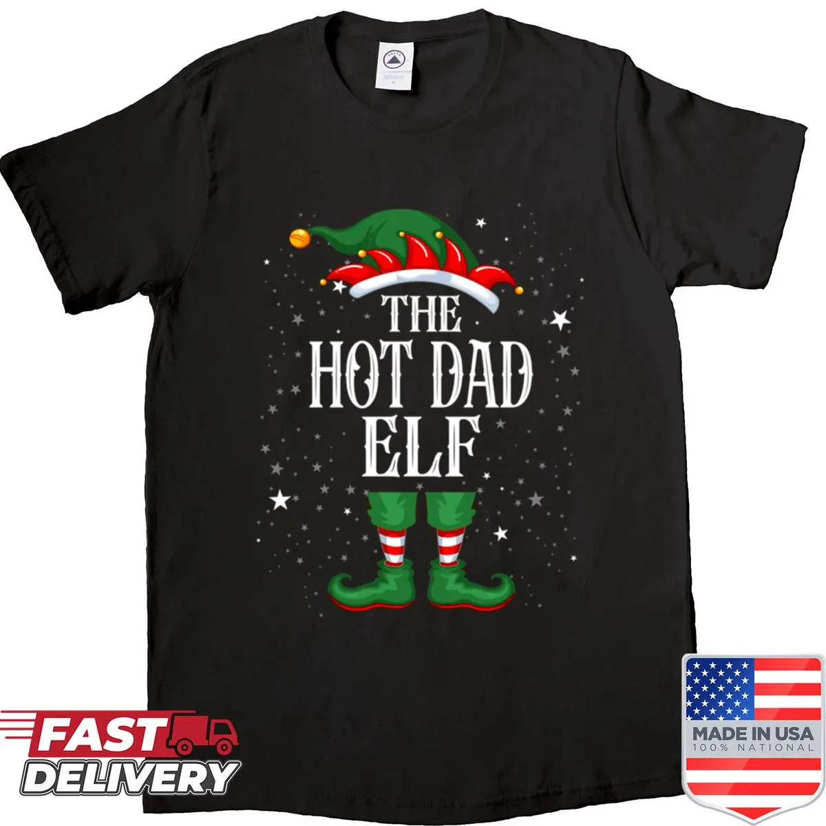 Funny Christmas Elf T-shirt for dads with whimsical elf design