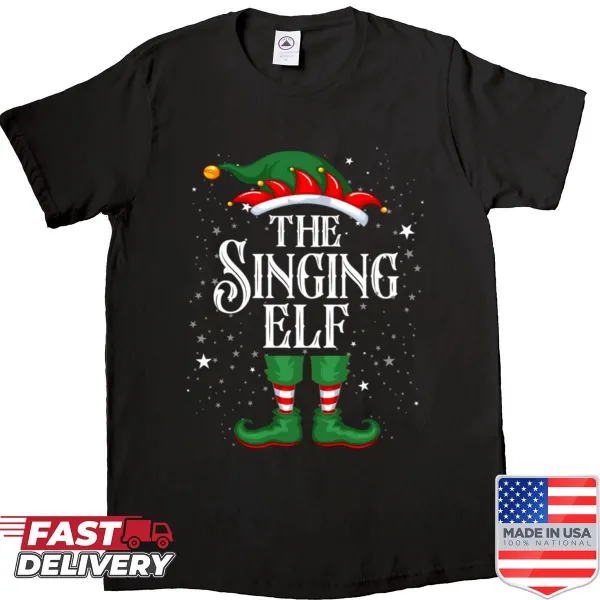 Funny Christmas elf shirt with singing illustration for kids