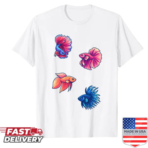 Illustration of a betta fish on a t-shirt