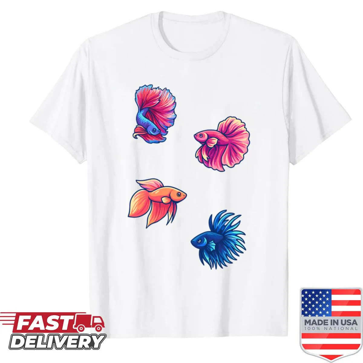 Illustration of a betta fish on a t-shirt