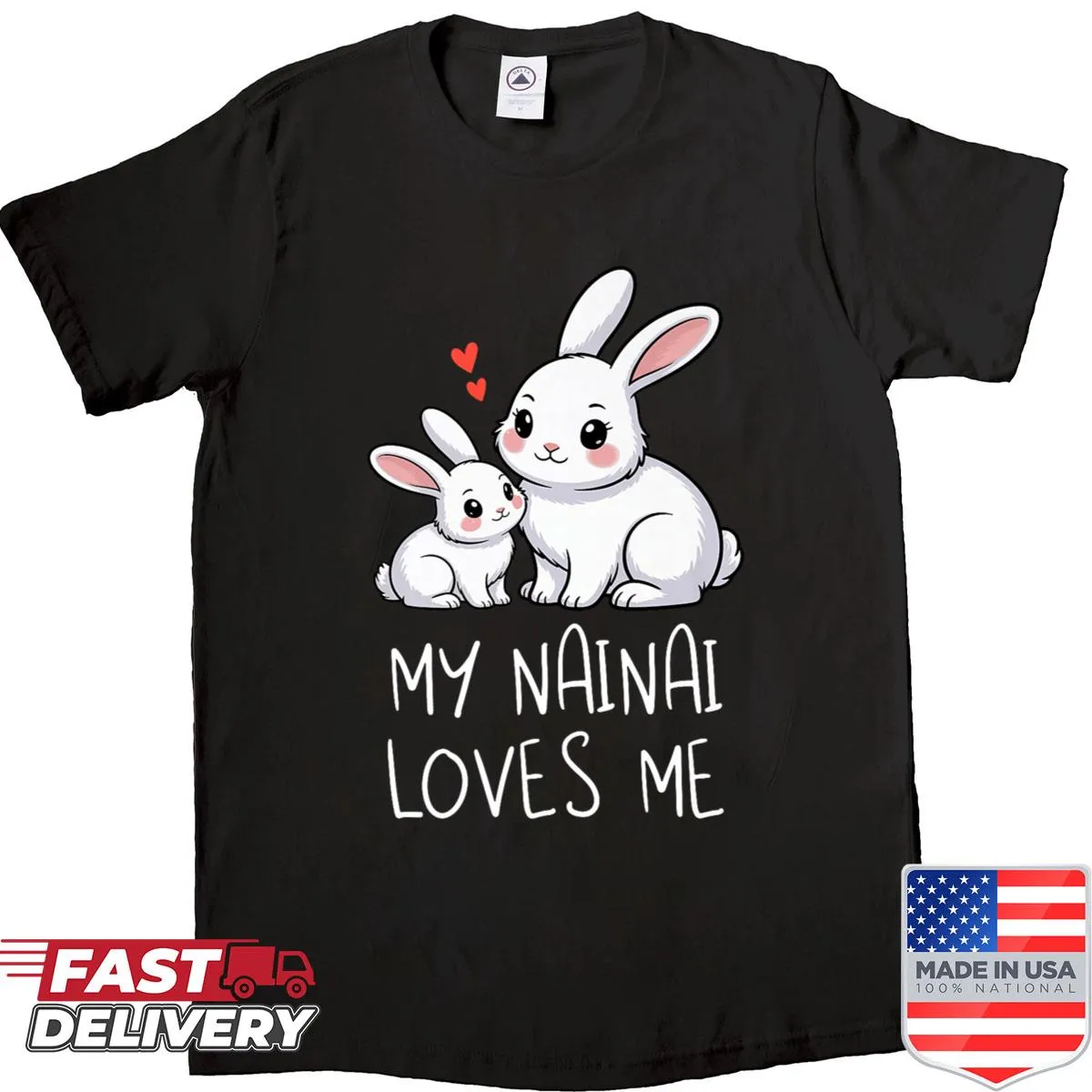 Premium shirt featuring a cute baby rabbit and grandma illustration.