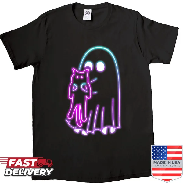 Cute Halloween ghost with witch accessories graphic