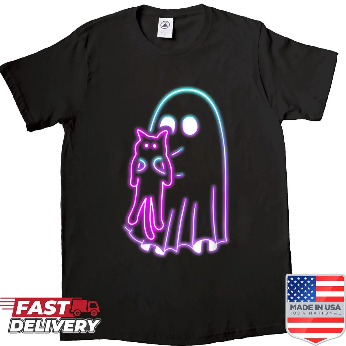 Cute Halloween ghost with witch accessories graphic