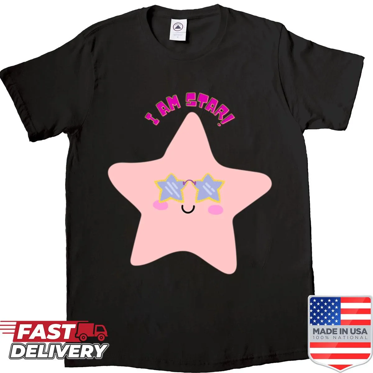 Cute cartoon star character wearing sunglasses