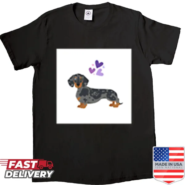 Oversized shirt with a cute cartoon dachshund design.