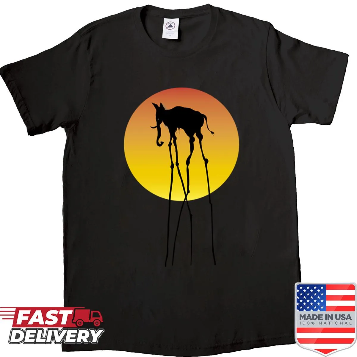 Abstract elephant graphic shirt inspired by Dali