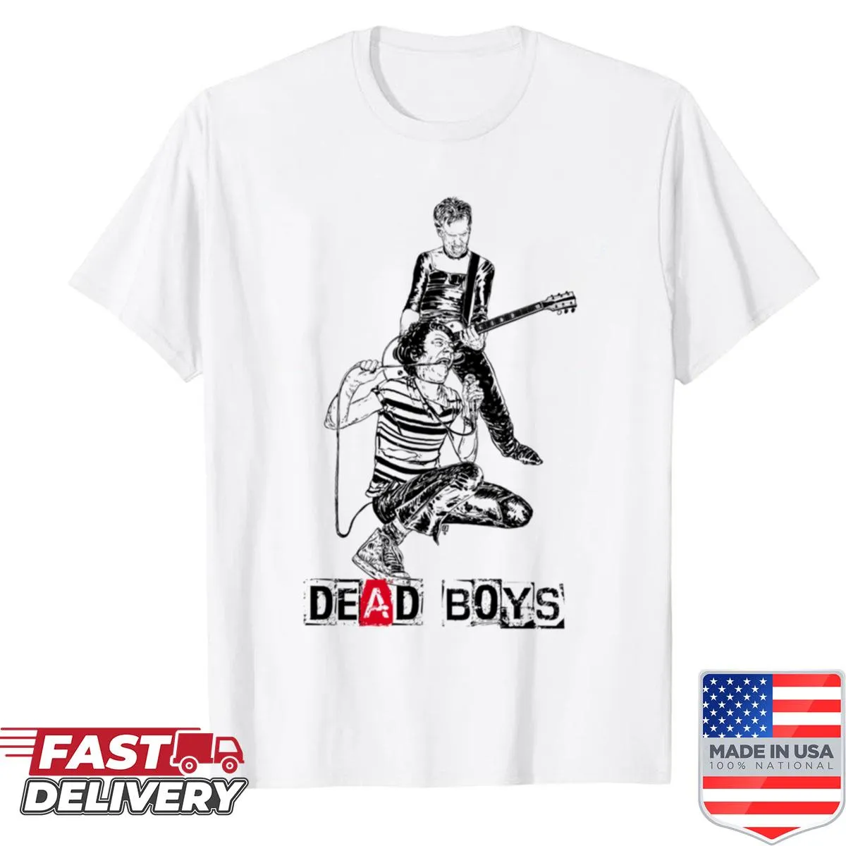 Playful 'Dead Boys' shirt with bold typography