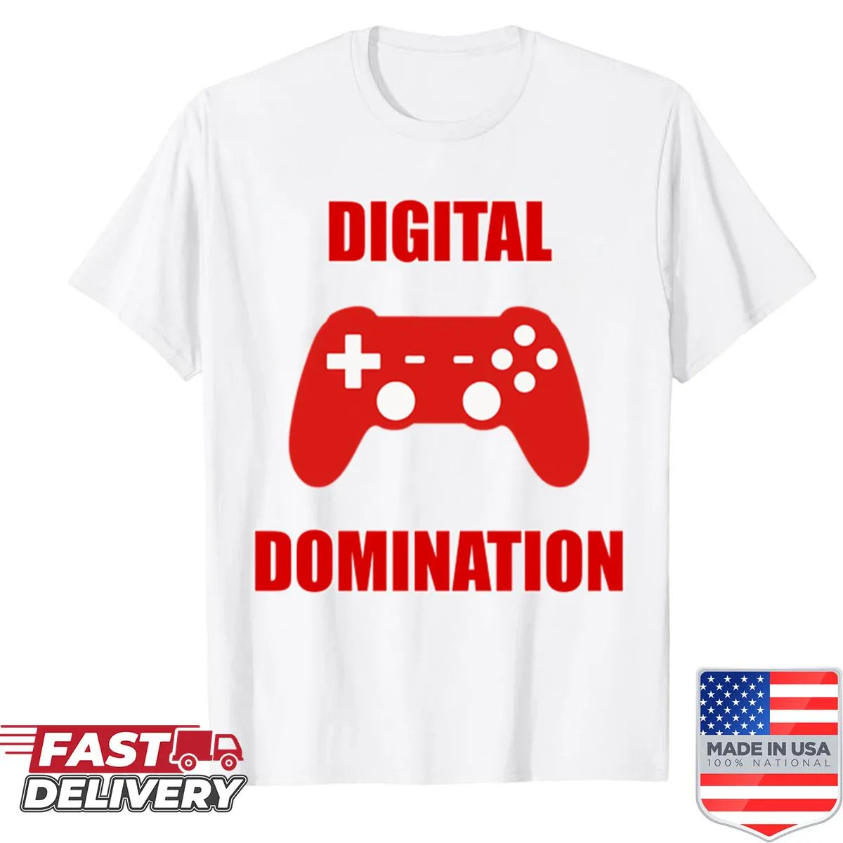 Gaming shirt with Digital Domination and streamer mastery text.