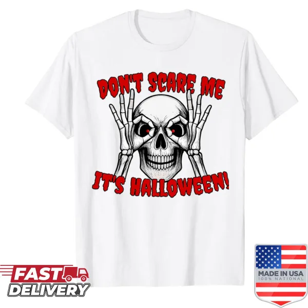 Funny Halloween shirt featuring a playful skeleton