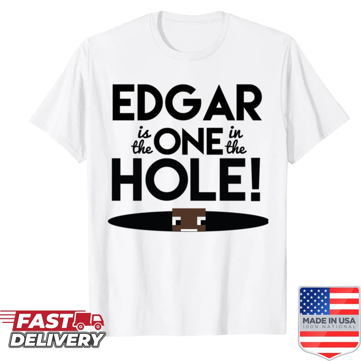 T-shirt with playful gaming reference to Edgar