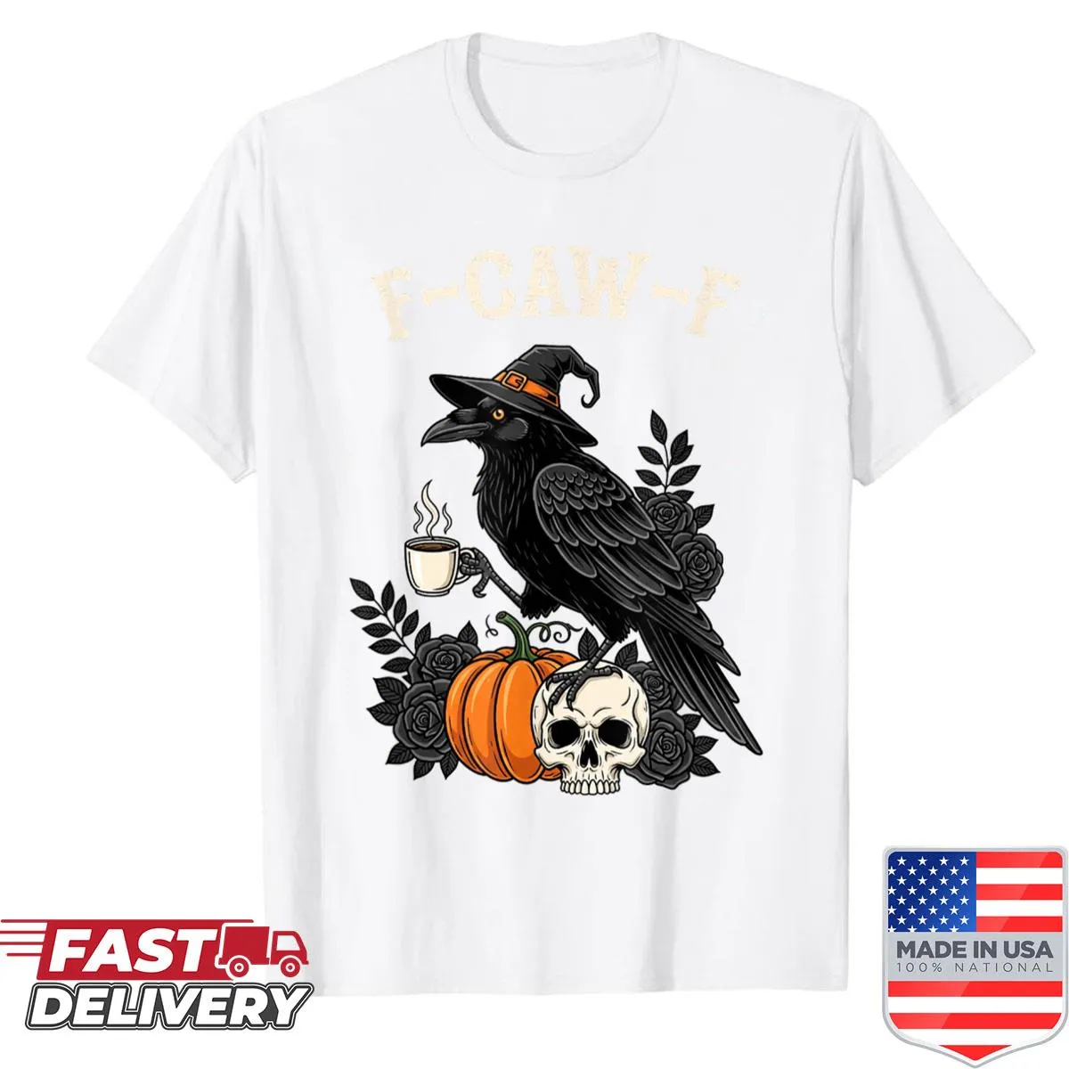 Funny Halloween shirt with crow graphic and pun