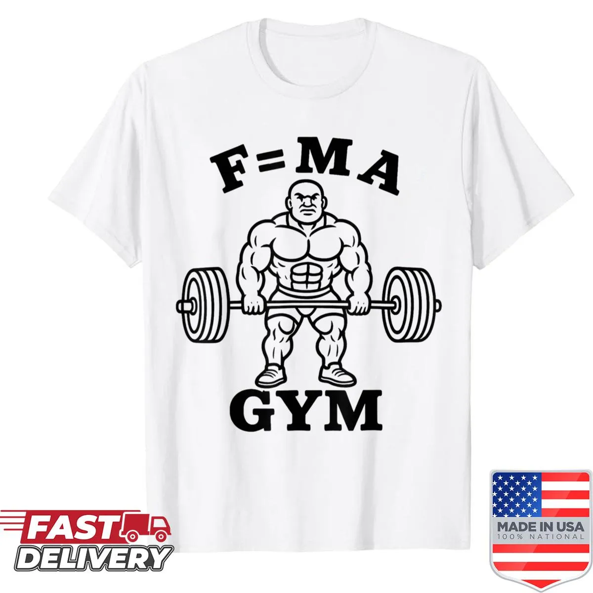 Bold fitness shirt with FMA Gym text.