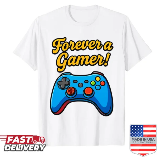 Typography t-shirt proclaiming 'Forever A Gamer' for avid gamers
