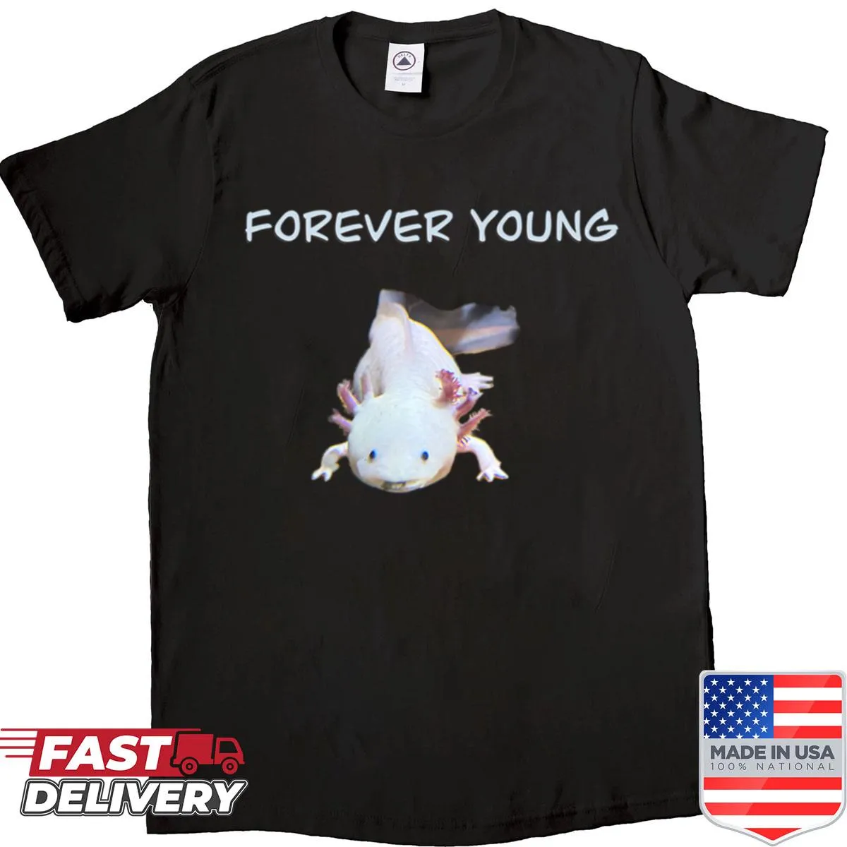 Cute axolotl illustration on a shirt for kids