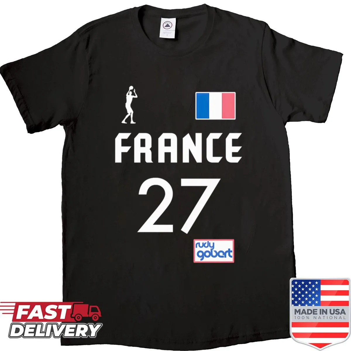France Basketball Fan Gear Gobert 27 shirt