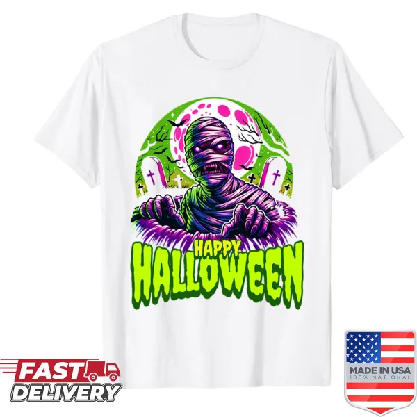 Humorous Halloween-themed typography on T-shirt for 2025