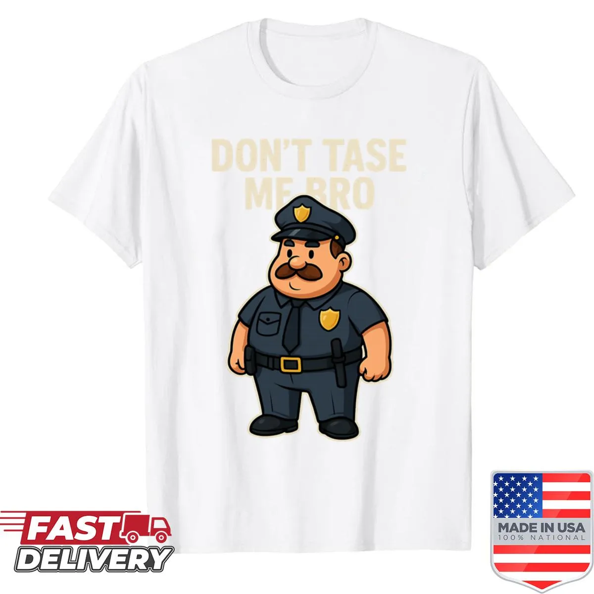 Cartoon police officer shirt with humorous design for law enforcement supporters