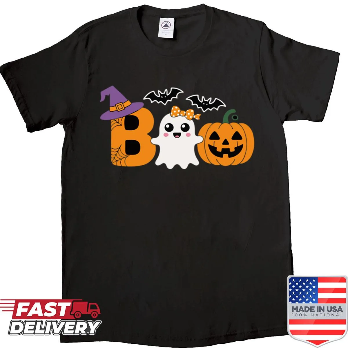 Funny ghost saying Boo design on Halloween shirt