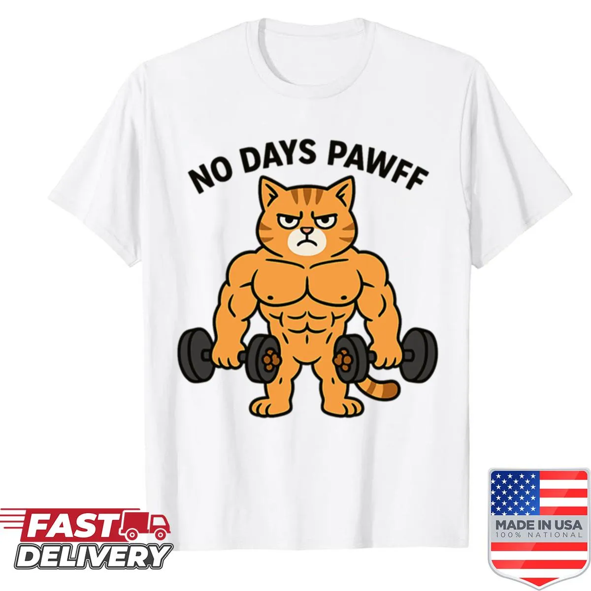 Funny swole cat gym meme graphic t-shirt