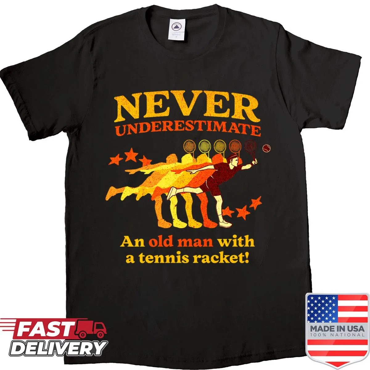 Funny tennis-themed shirt for grandpas with a humorous saying