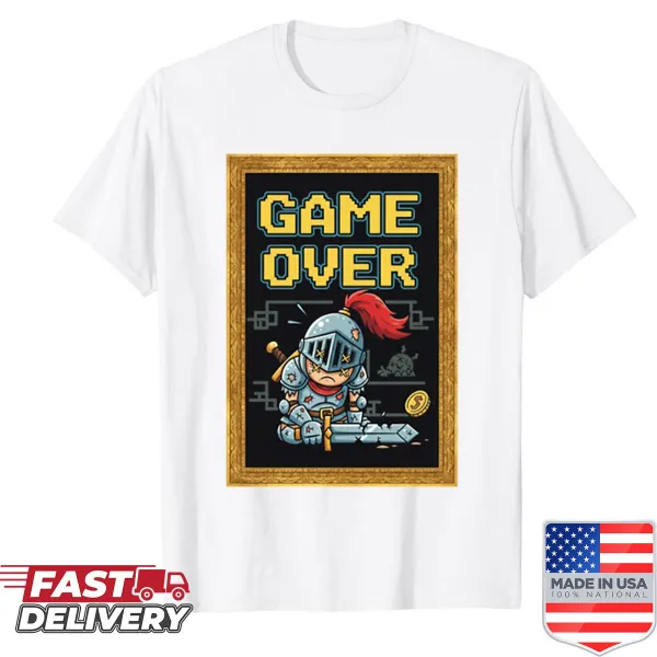 Fallen knight design with 'Game Over' text