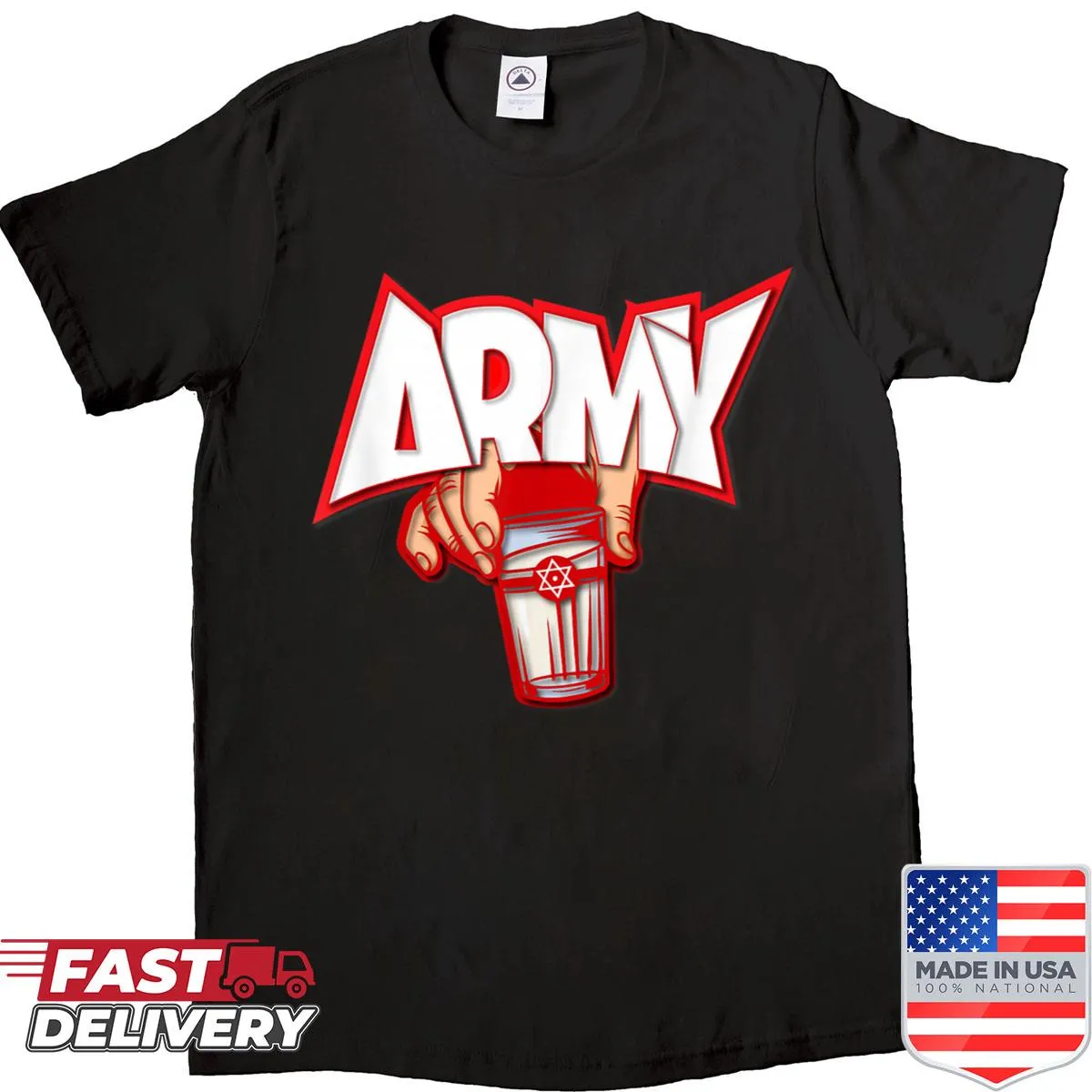 Minimalist fanwear shirt with sleek army symbol graphic