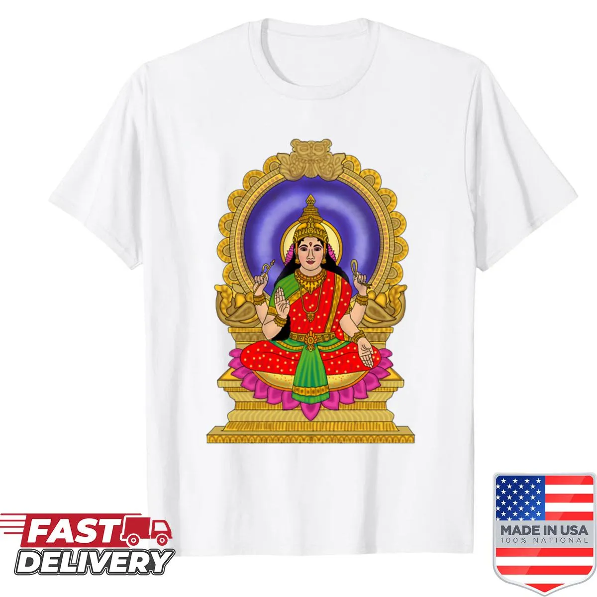 Digital painting of Goddess Bhuvaneshwari on a shirt