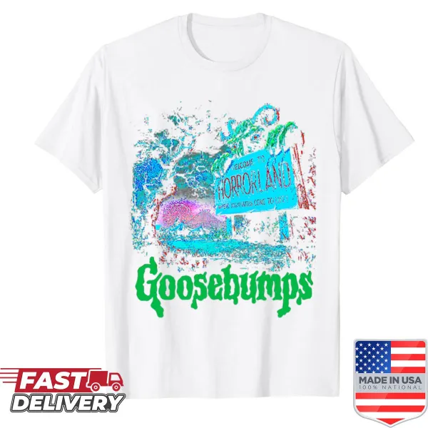 Goosebumps Horrorland graphic t-shirt with a spooky illustration