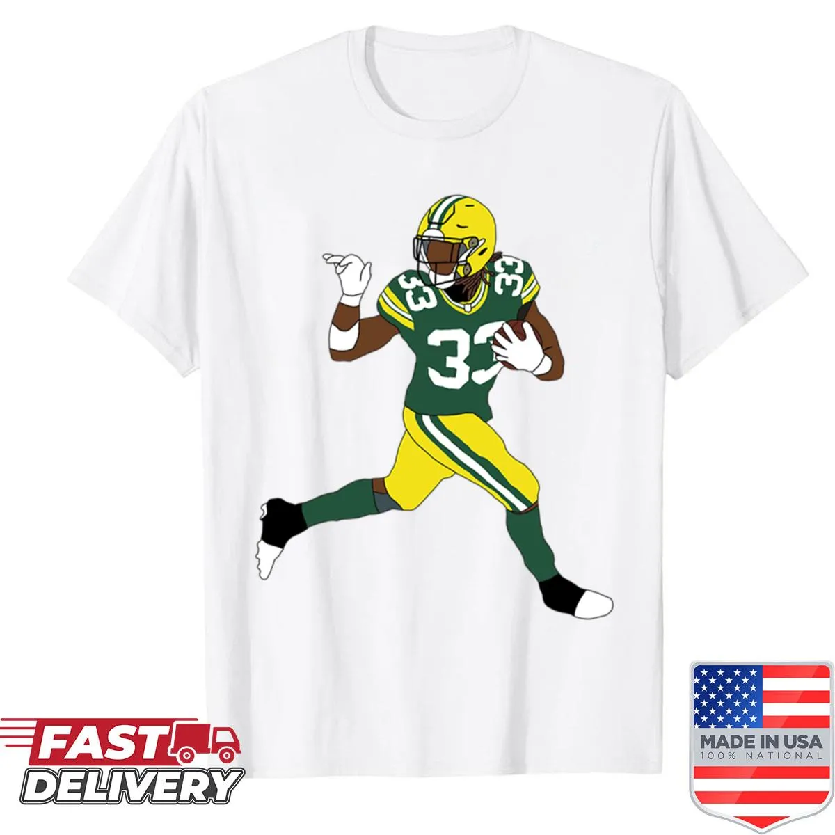 T-shirt featuring Aaron Jones and Green Bay Packers logo