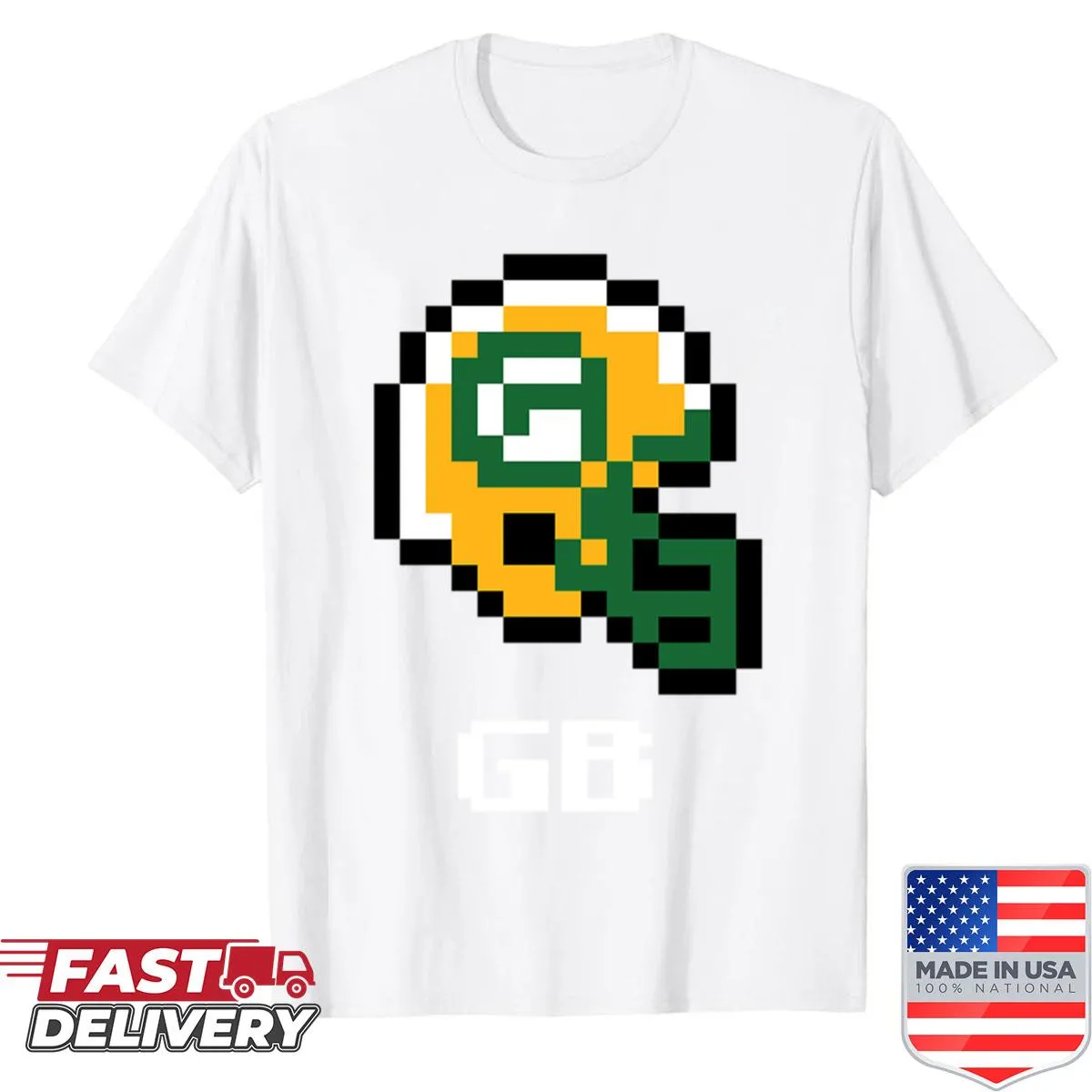 Green Bay Packers football helmet graphic on a t-shirt