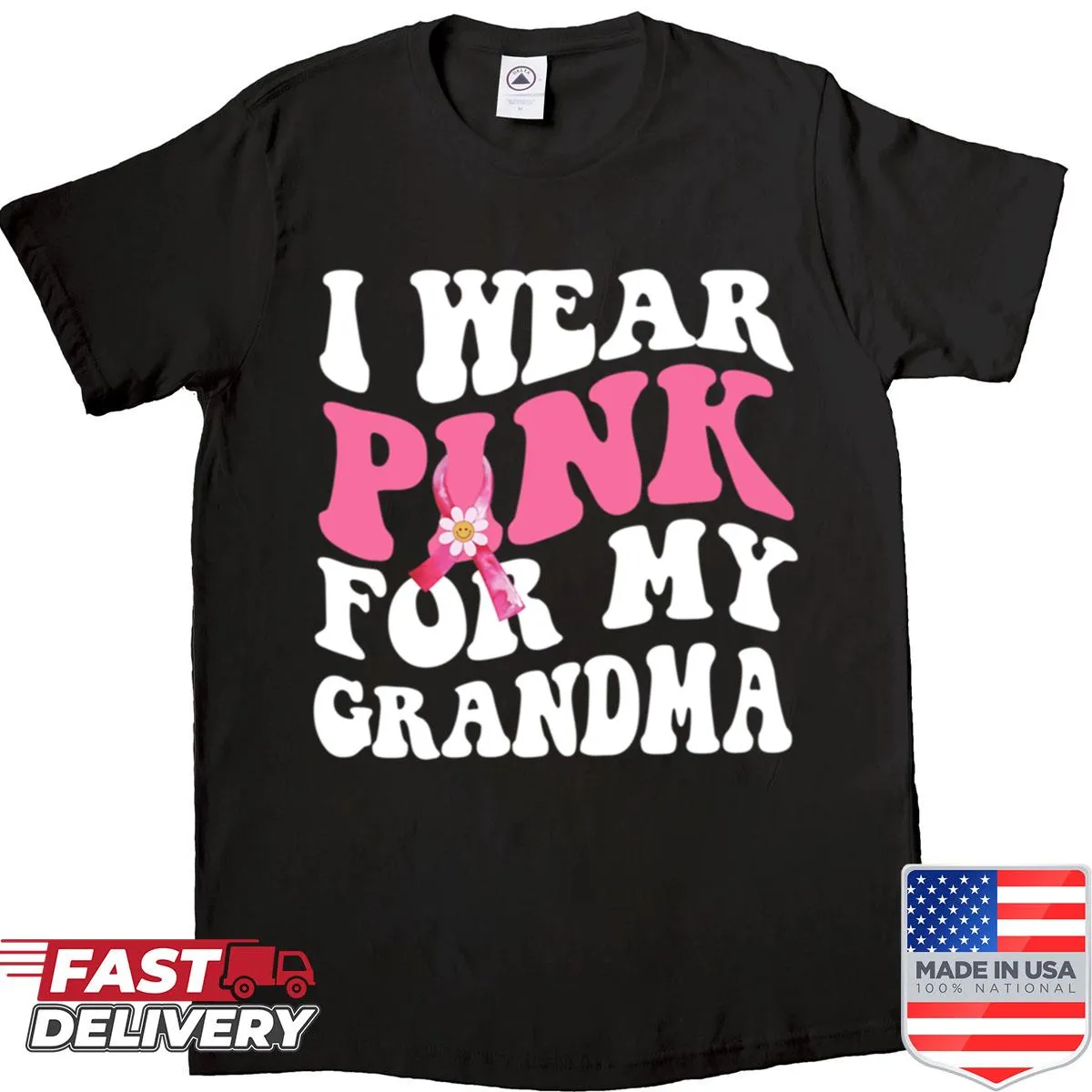 Charming shirt with 'Breast Cancer Awareness For My Grandma' in groovy typography