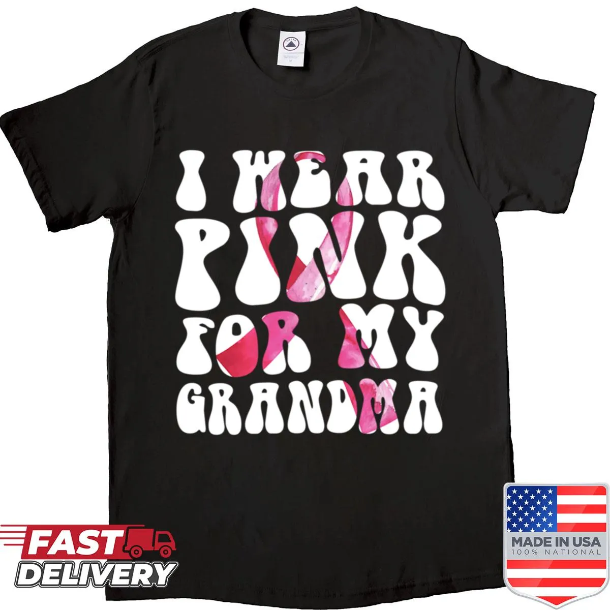 Groovy breast cancer support shirt for grandmothers