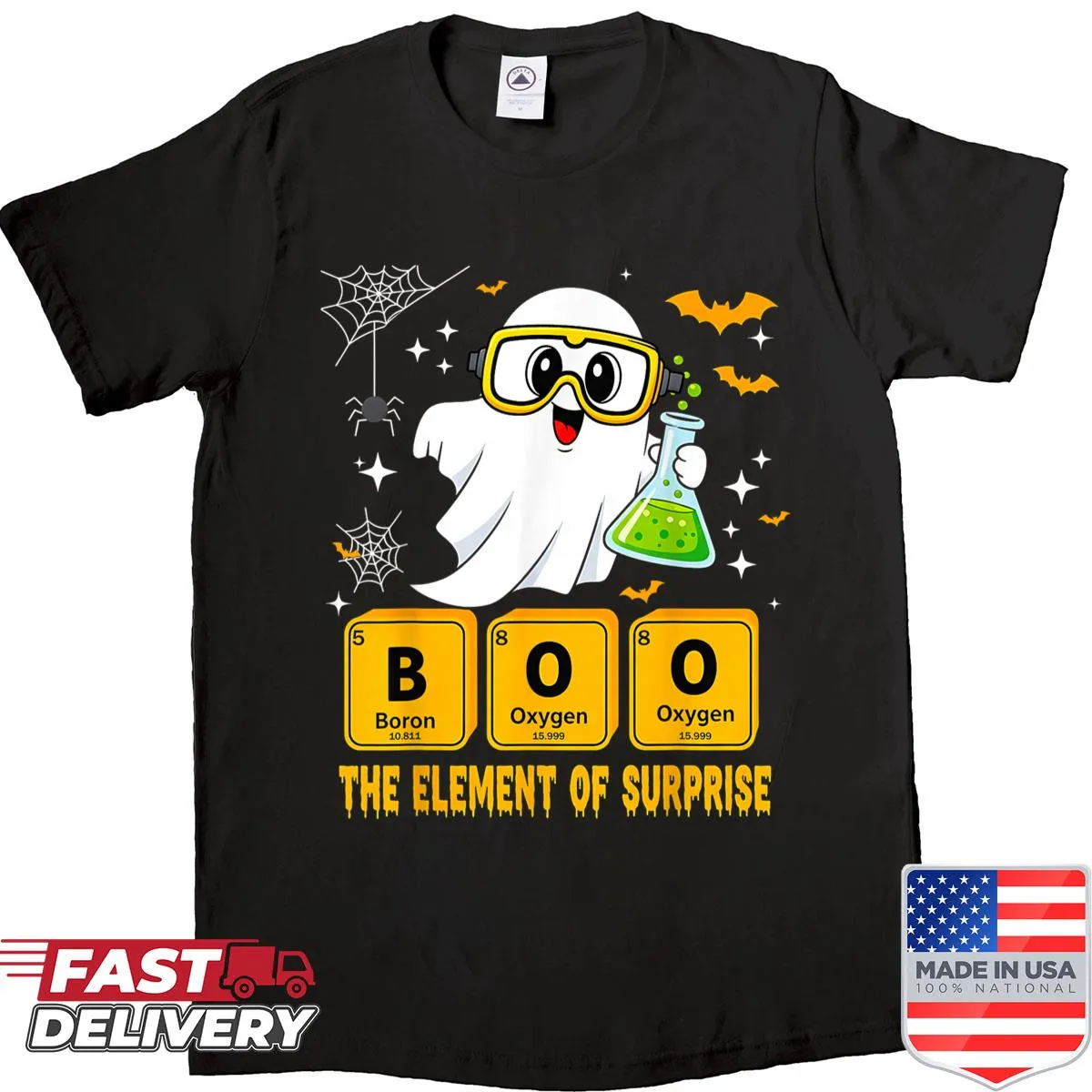 Halloween shirt with chemistry and ghost theme