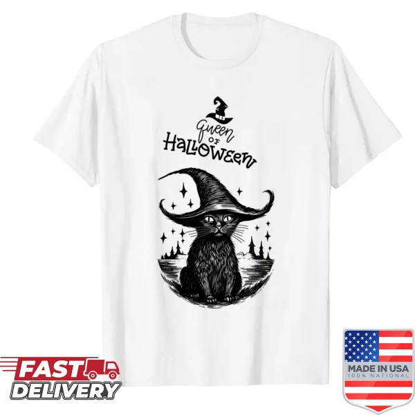 Whimsical witch illustration for Halloween-themed t-shirt design