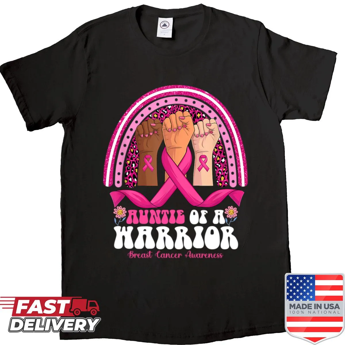 Breast cancer awareness shirt for aunties with a ribbon design