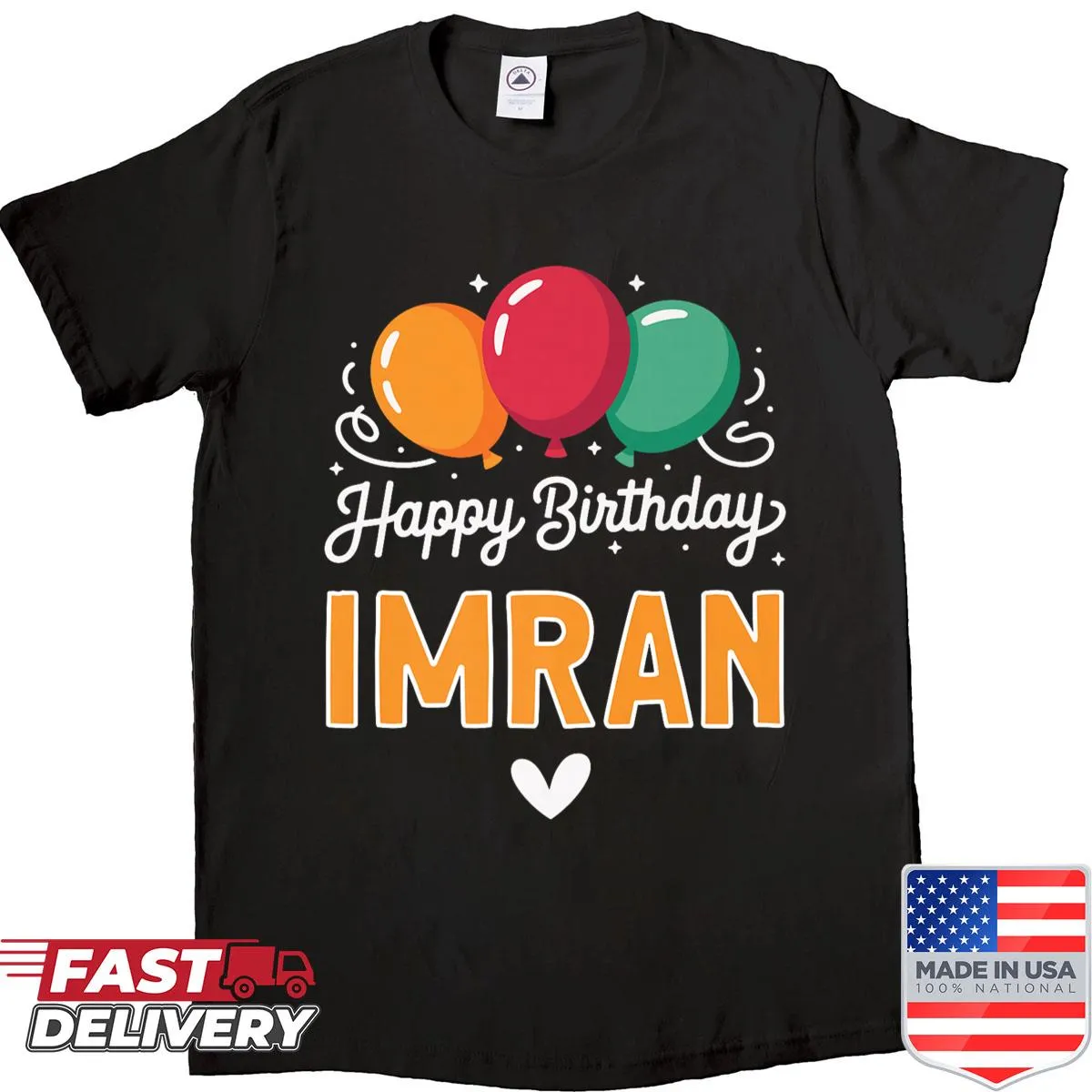 Typography design saying Happy Birthday Imran