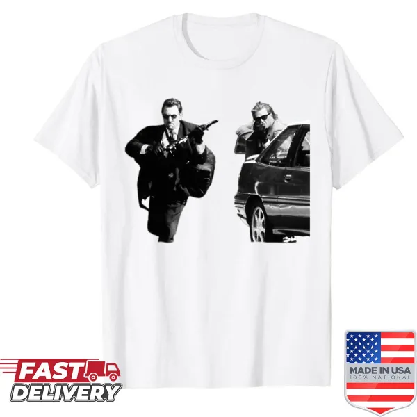 Bold shirt featuring an intense phrase about a heist.