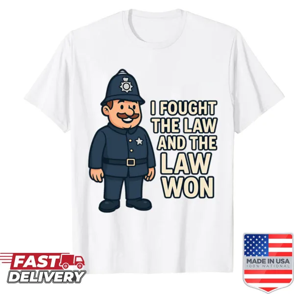 Sarcastic shirt with a clever phrase about the law.