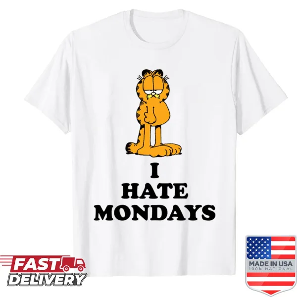 Funny 'I Hate Mondays' text graphic on t-shirt