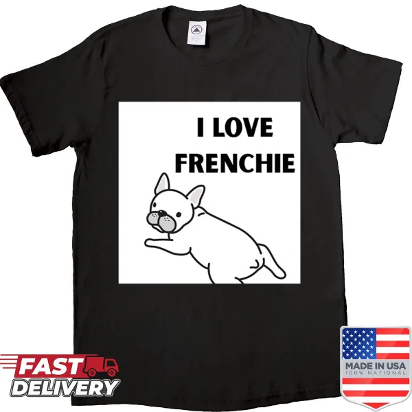 Cute cartoon French Bulldog graphic on a shirt for dog lovers