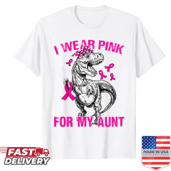 Dinosaur-themed shirt supporting breast cancer awareness